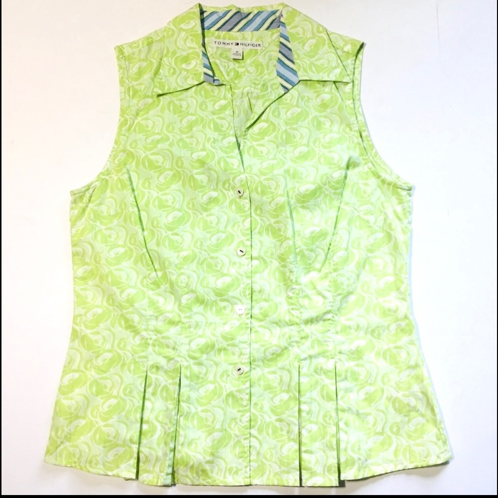 Tommy Hilfiger green sleeveless cotton blouse L